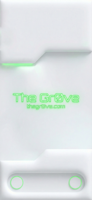 Neumorphic Relay Shrine, a review-only Gr0ve visual atom candidate with white, warm grey, green tones.