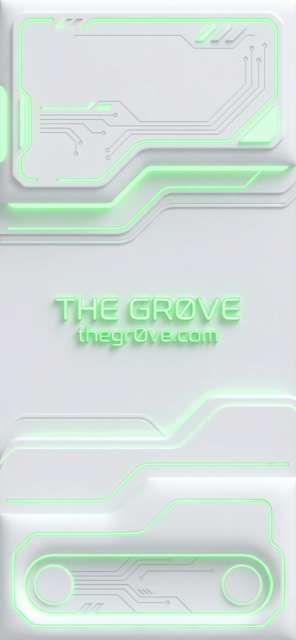 Circuit Orchid Monolith, a review-only Gr0ve visual atom candidate with white, neon green, black tones.