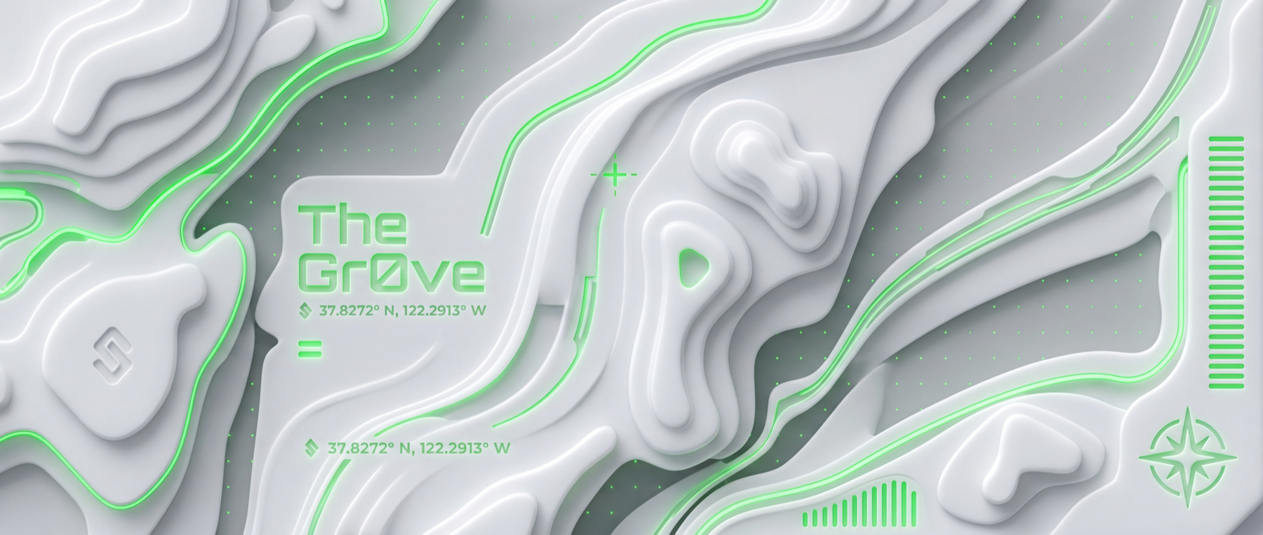 Reimagined Biome Interface, a review-only Gr0ve visual atom candidate with green, white, sky blue tones.