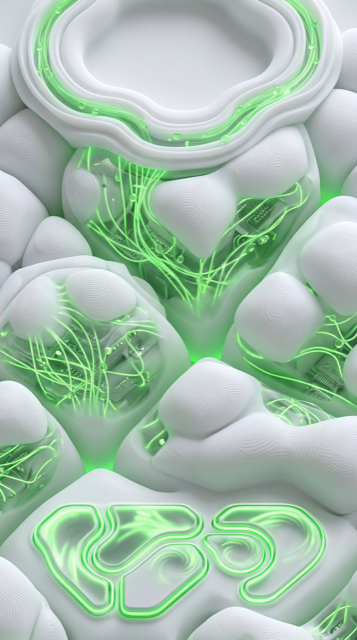 Tall Regenerative Interface, a review-only Gr0ve visual atom candidate with green, white, charcoal tones.
