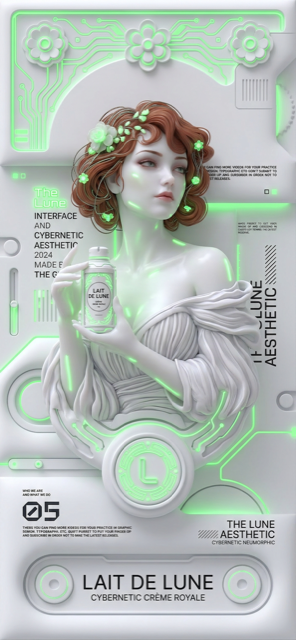 Art Nouveau Grove Portrait, a review-only Gr0ve visual atom candidate with green, cream, gold tones.
