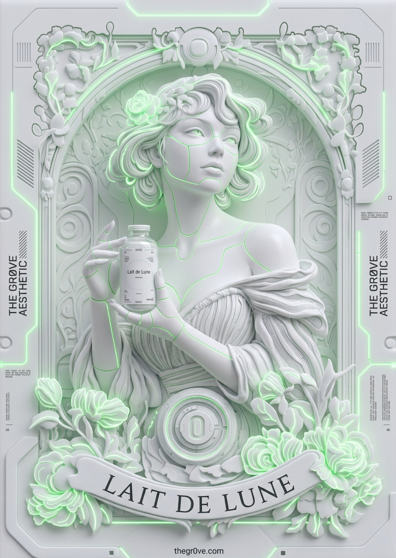 Art Deco Signal Poster, a review-only Gr0ve visual atom candidate with green, gold, cream tones.
