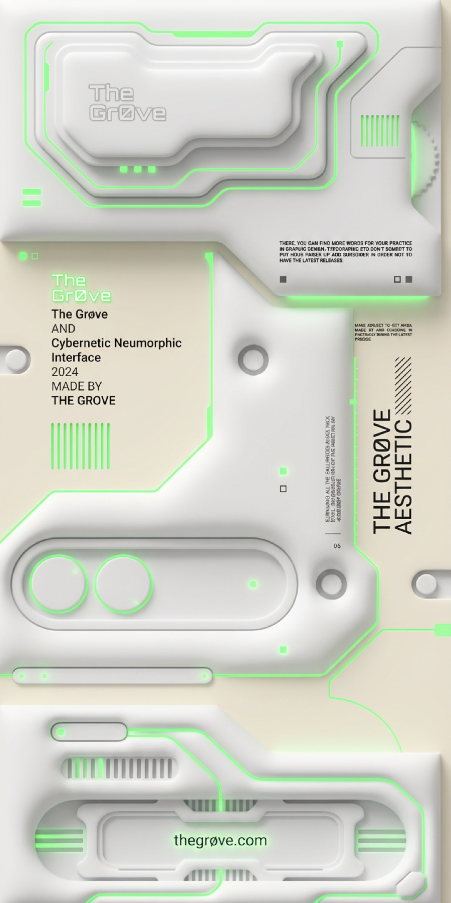 Cybernetic White Green Emblem, a review-only Gr0ve visual atom candidate with white, neon green, dark grey tones.