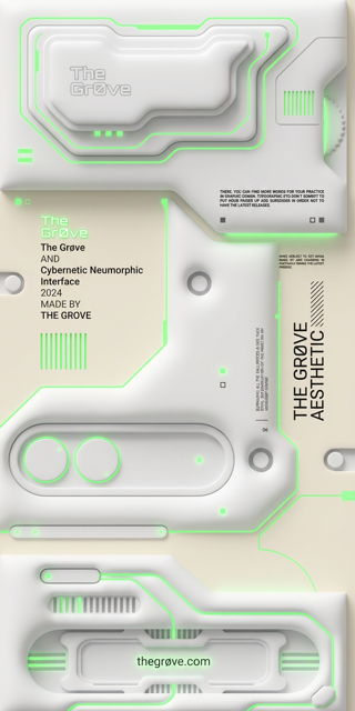 Cybernetic White Green Emblem, a review-only Gr0ve visual atom candidate with white, neon green, dark grey tones.